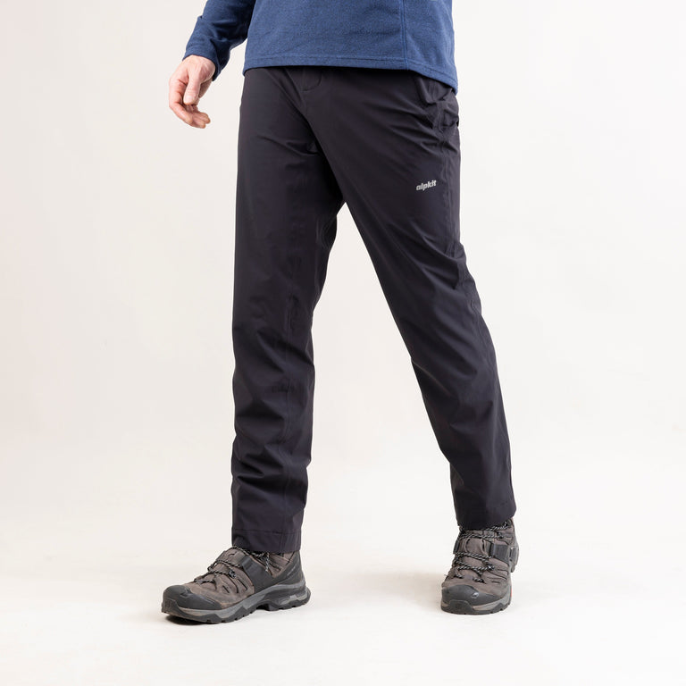 alpkit mens equinox waterproof trousers in black front