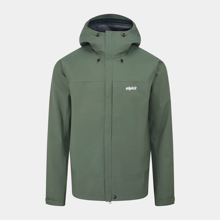 alpkit mens fortitude waterproof jacket in alder green