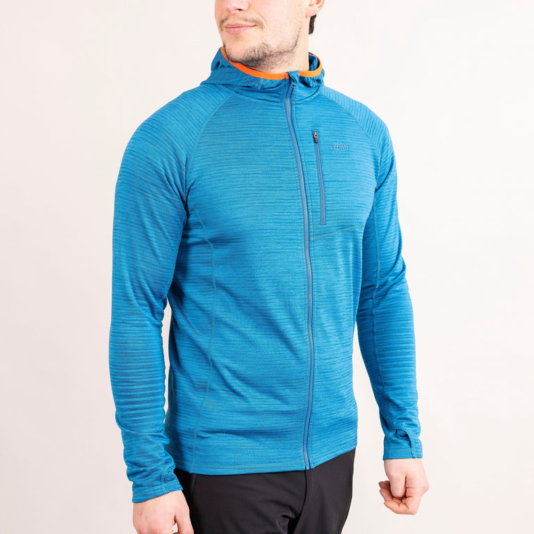 Alpkit Griffon men's hooded fleece in reef blue front