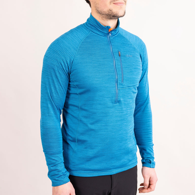 alpkit mens griffon half zip fleece in reef blue front