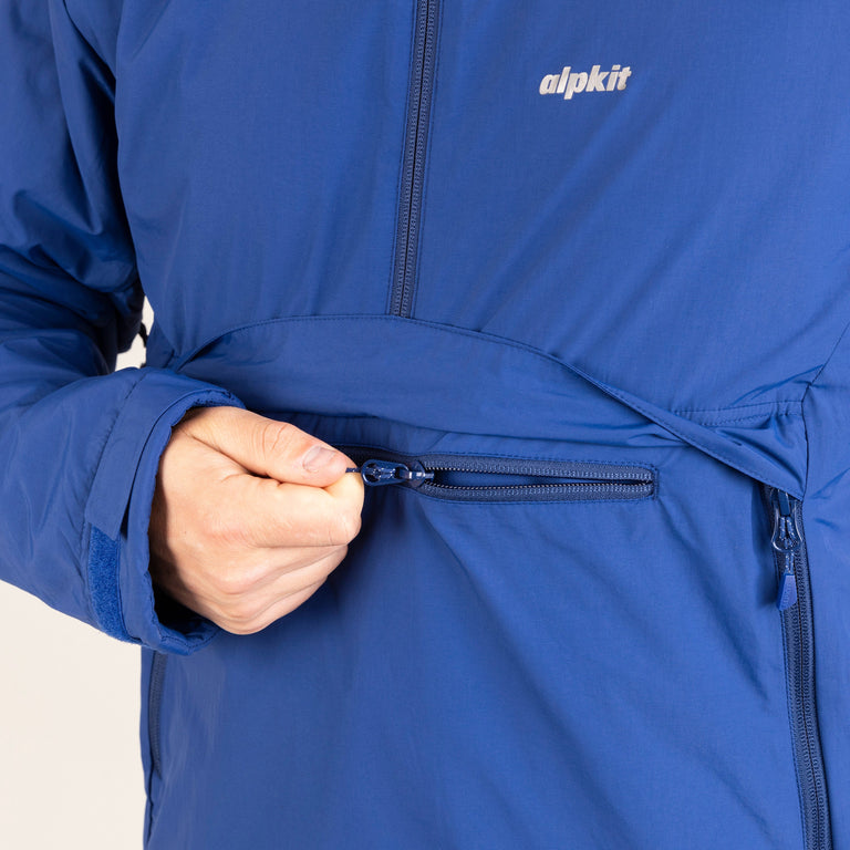 mens Alpkit jura mountain smock in nemo blue kangaroo pocket|bf