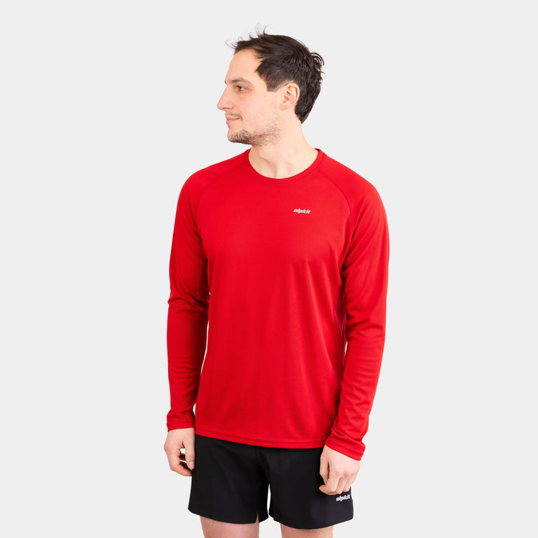 alpkit mens koulin trail tee long sleeve base layer in chilli red