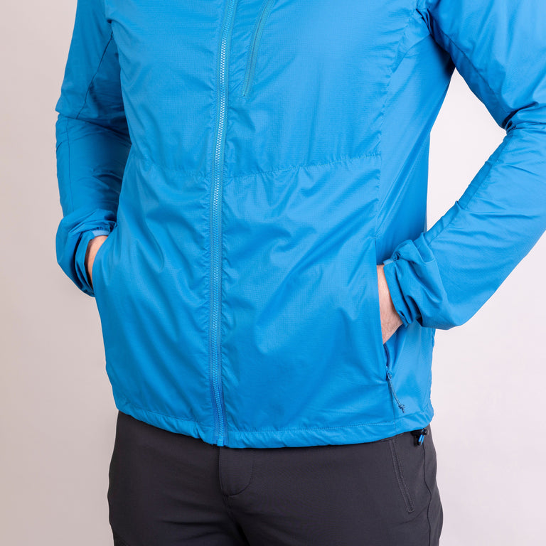 mens alpkit morphosis jacket in reef blue pockets