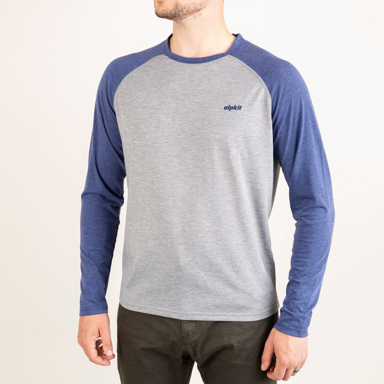 alpkit mens picu long sleeve base layer in twilight grey front