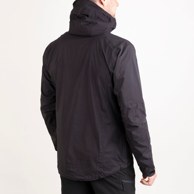 Alpkit men's Pulsar smock waterproof pullover jacket in Black back