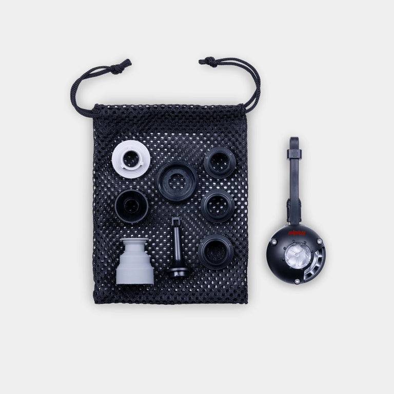 Micro Turbine Camping Mat Pump with included nozzles and carry bag