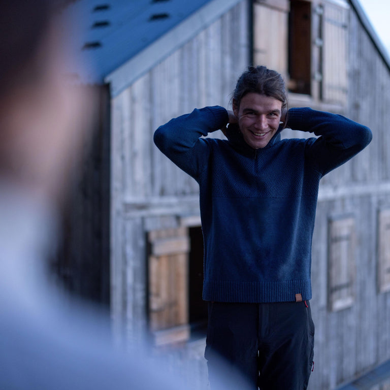 Men's Norge Half-Zip wool jumper in Outerspace