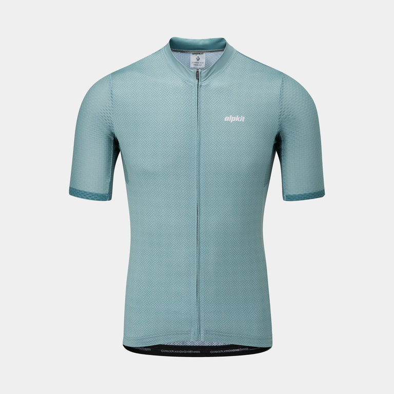 alpkit Paradiso mens short sleeve cycling jersey in alder front - closed