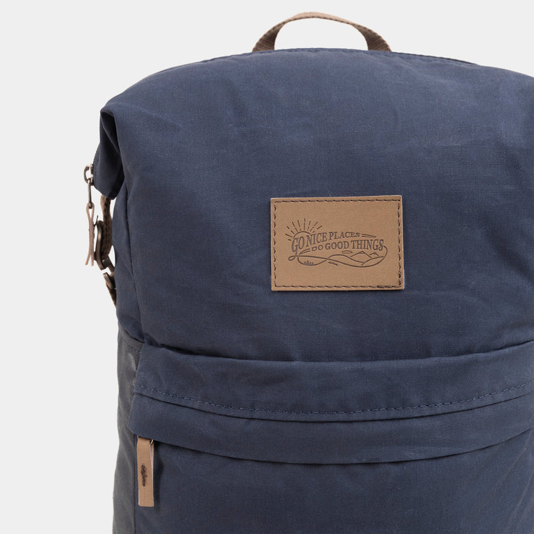 alpkit palm backpack in navy blue patch - closed