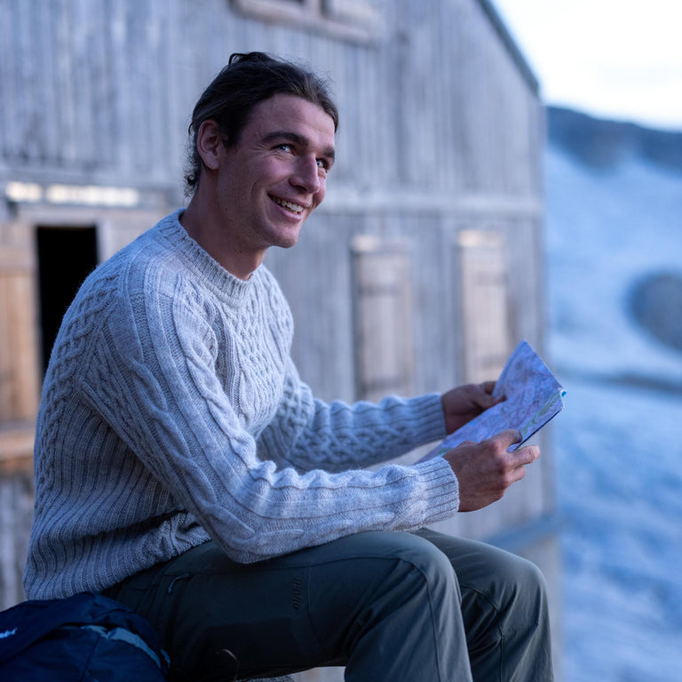 Men's Pennine natural wool jumper in raw undyed wool