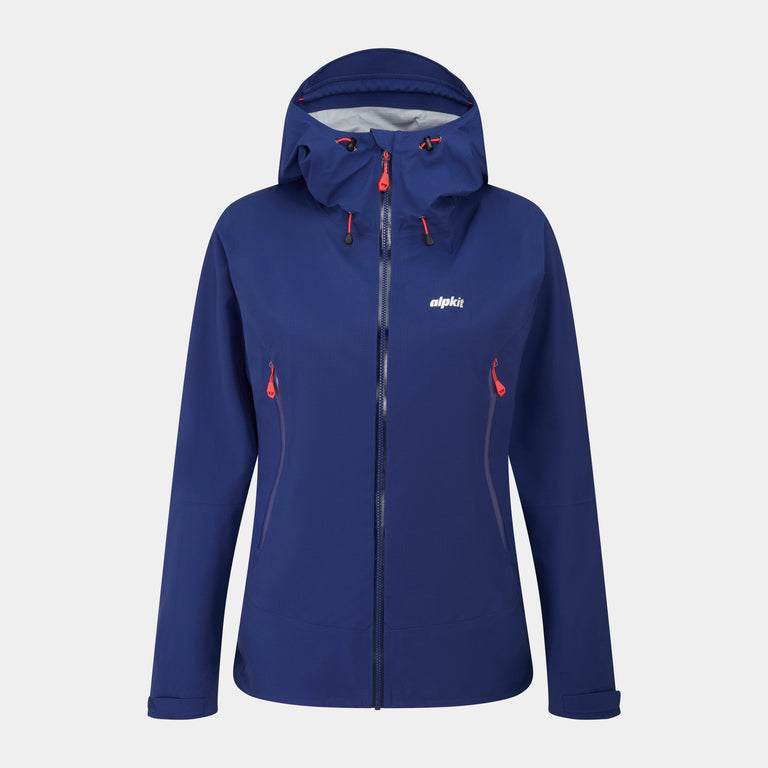 alpkit womens balance waterproof jacket in nemo blue