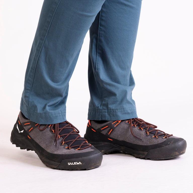 alpkit womens bloc pants in spruce blue hem