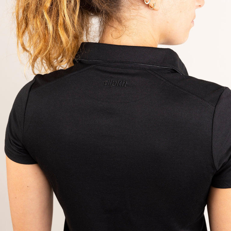 alpkit womens Cabrera polo shirt in black logo