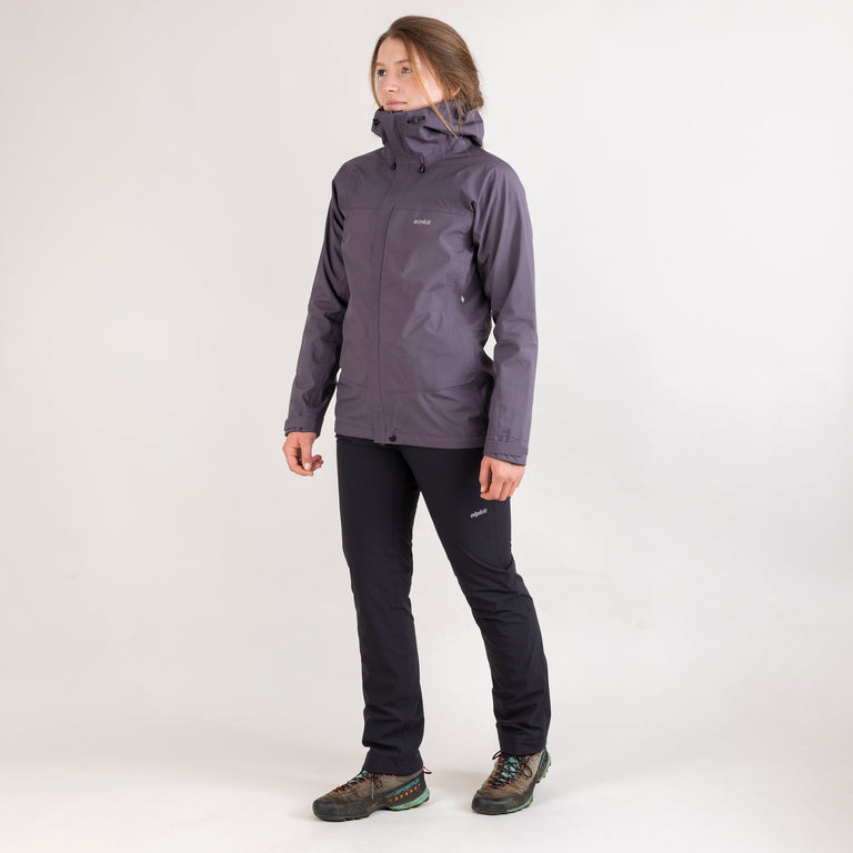 alpkit womens equinox waterproof trousers in black outfit