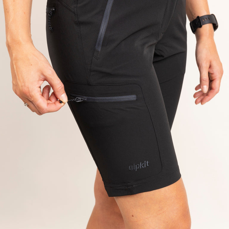 alpkit mens faro softshell shorts in black pocket