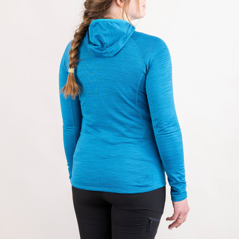 womens griffon hooded fleece in reef blue back 