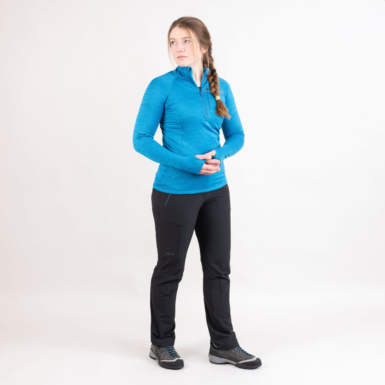 alpkit womens griffon half zip fleece in reef blue outfit