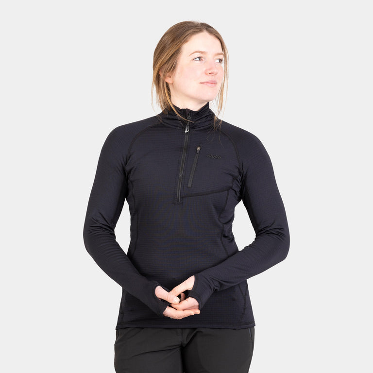 alpkit womens griffon half zip fleece in black