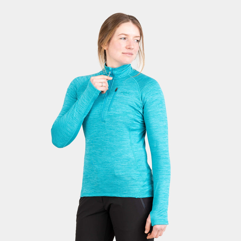 alpkit womens griffon half zip fleece in surf blue