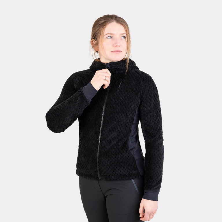 alpkit womens keeshond hooded fleece in black