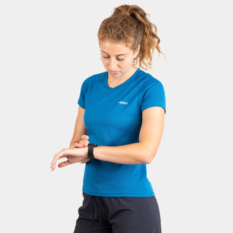 womens Alpkit Koulin trail short sleeve baselayer in reef