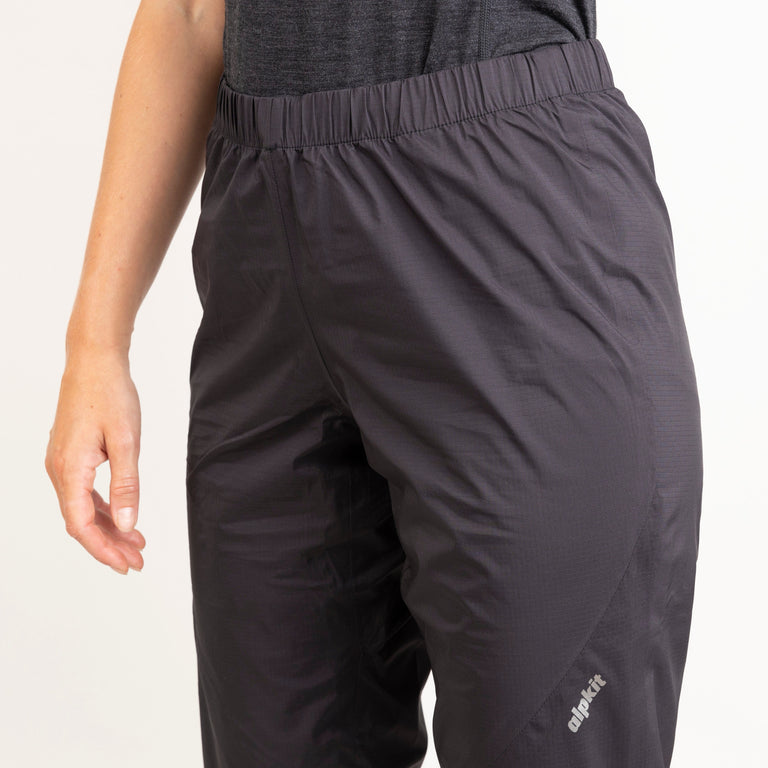 womens alpkit parallax waterproof trousers in black waistband