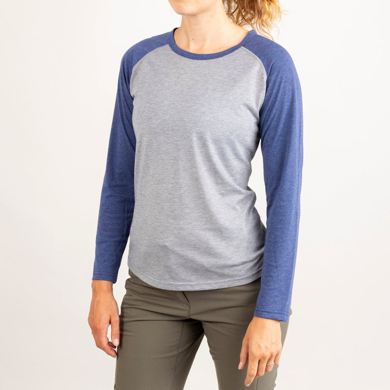 alpkit womens picu long sleeve base layer in twilight grey front