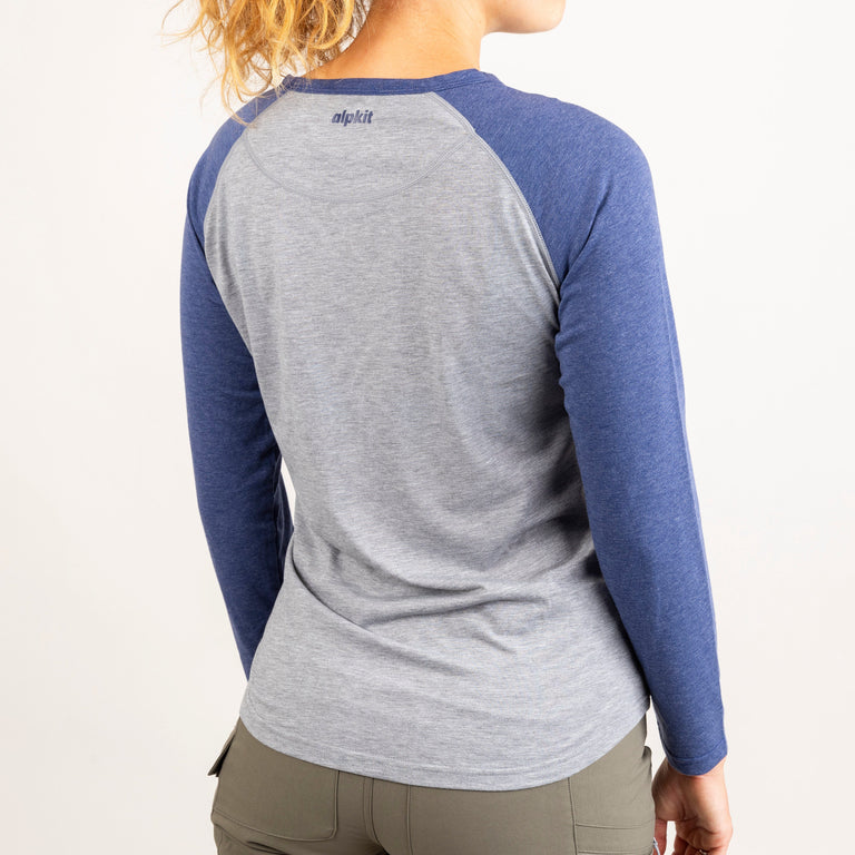 alpkit womens picu long sleeve base layer in twilight grey back