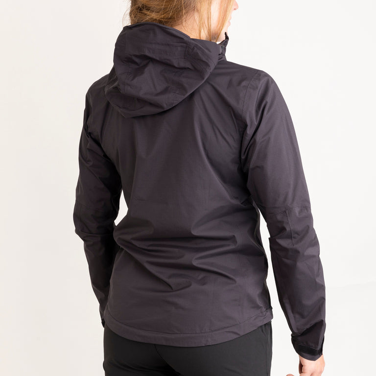 Alpkit women's Pulsar waterproof smock jacket in black back