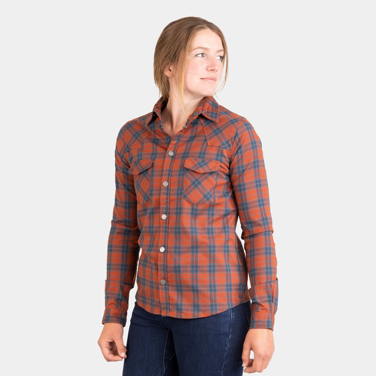 alpkit womens woodsmoke shirt in brick red check