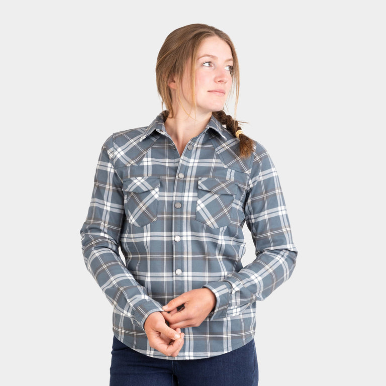 alpkit womens woodsmoke shirt in slate grey check