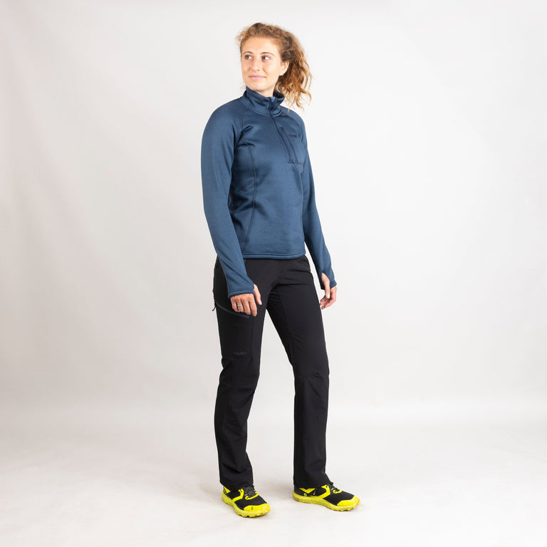 alpkit womens Yakutia fleece in outer space blue outfit