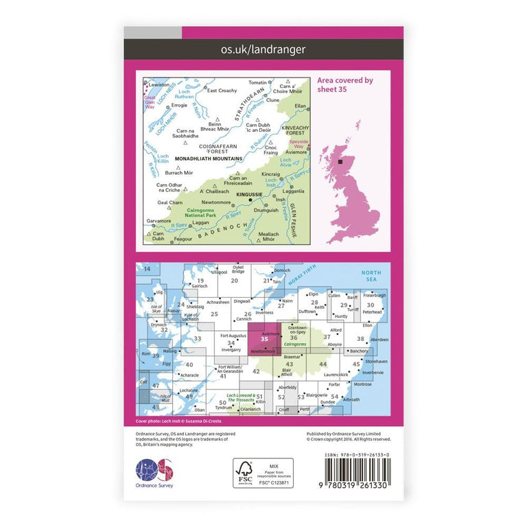 OS Landranger / Kingussie & Monadhliath Mtns