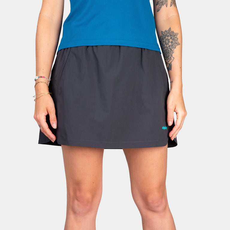 alpkit aiguille skort running hiking skort in black - closed