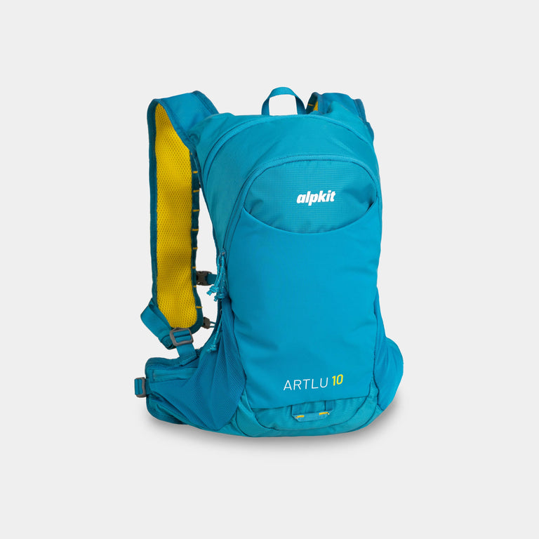 alpkit artlu 10l running backpack in reef blue - closed