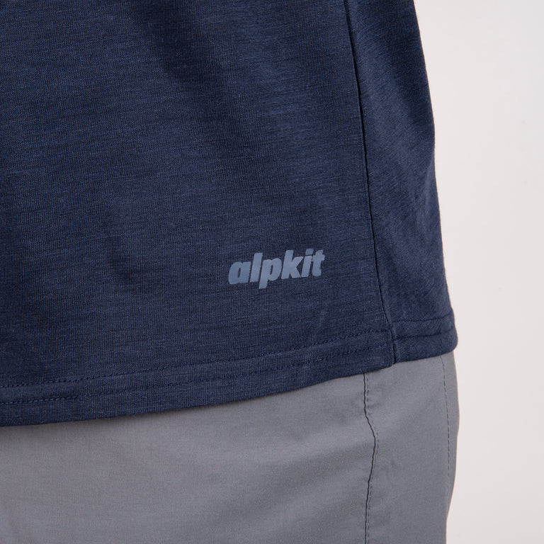 alpkit womens aztec short sleeve merino blend baselayer in outer space blue logo