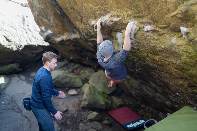 alpkit wafer sit start bouldering mat boulder pad - action