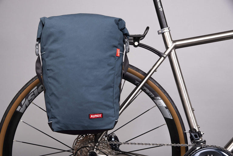 Alpkit caledonian 10 pannier bag in denim fitted - closed