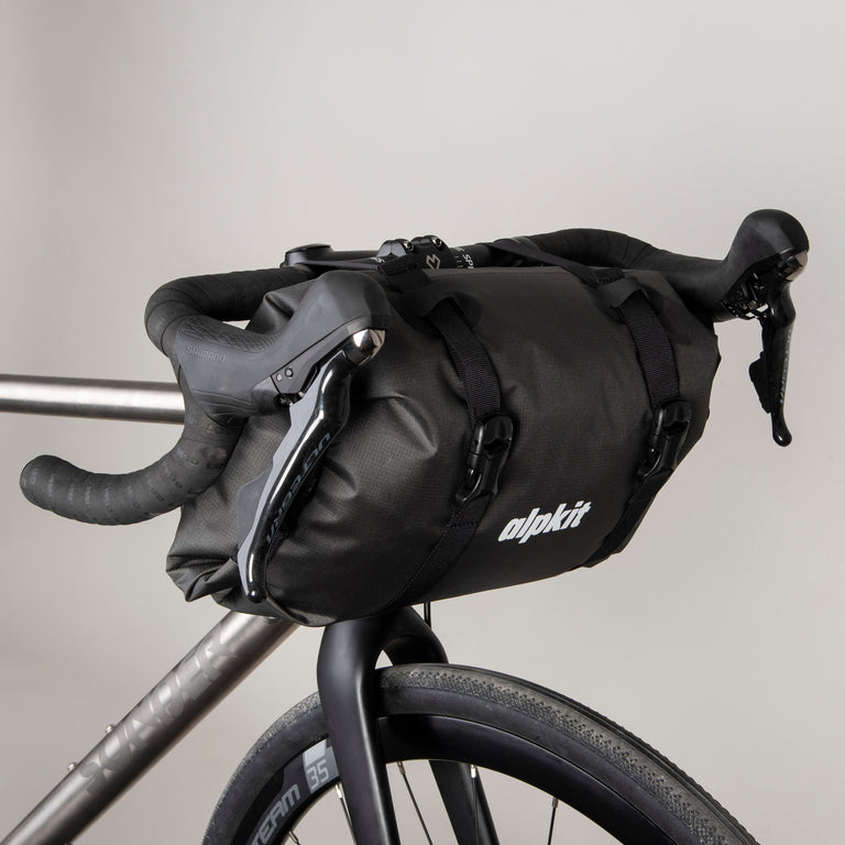 alpkit deluge handlebar bag 13L for bikepacking logo - closed