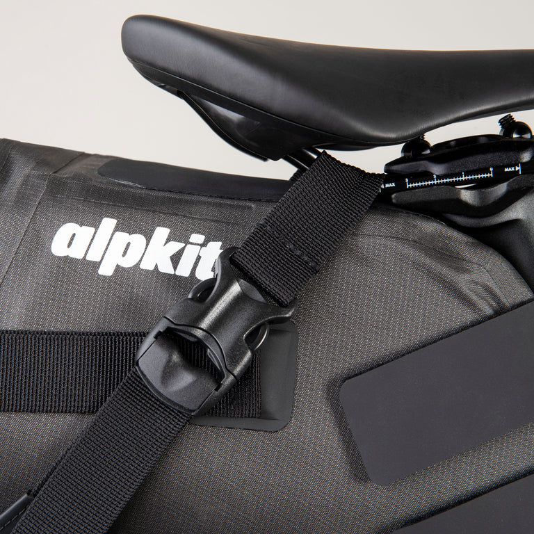 alpkit deluge waterproof seat pack 12 litre seat pack for bikepacking buckle