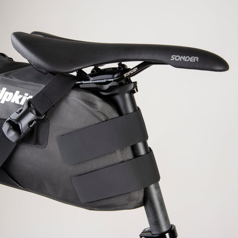 alpkit deluge waterproof seat pack 12 litre seat pack for bikepacking seatpost straps