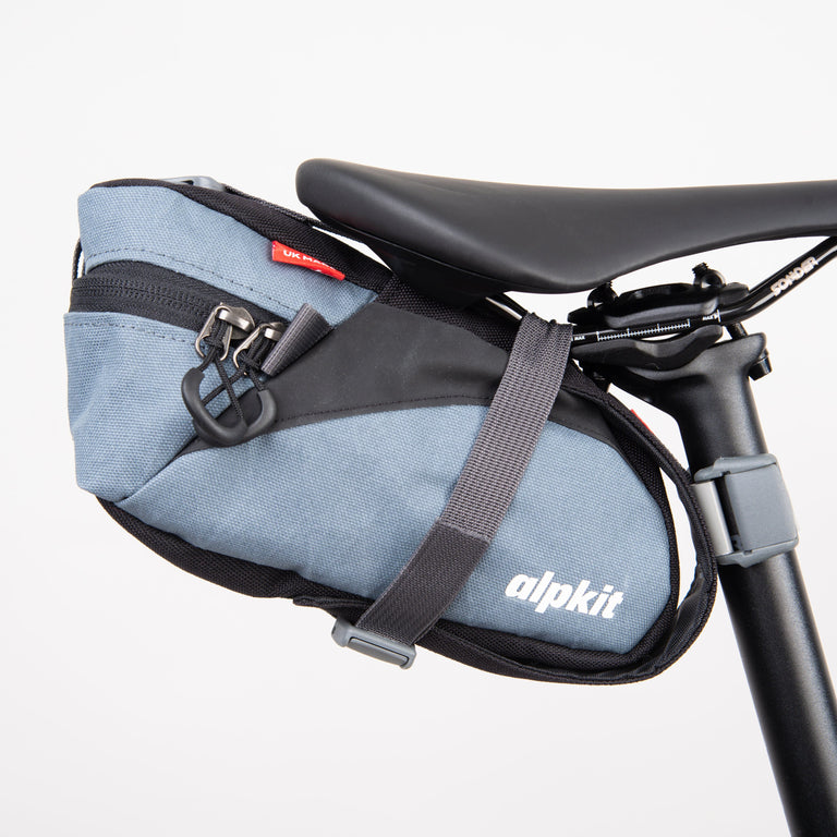 enduro seatpack regular bikepacking bag in storm grey side - closed