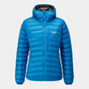 womens alpkit filoment hoody down jacket in reef blue - closed