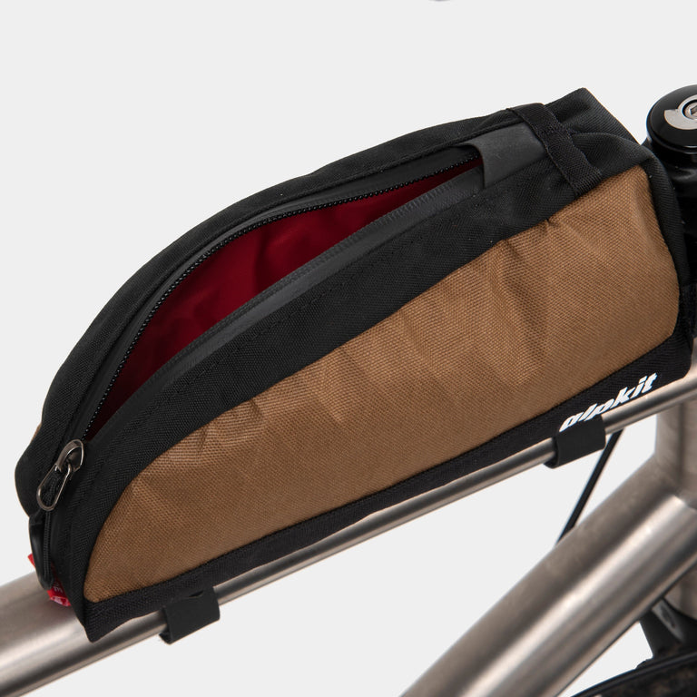 alpkit fuel pod top tube bag cockpit bag open- closed