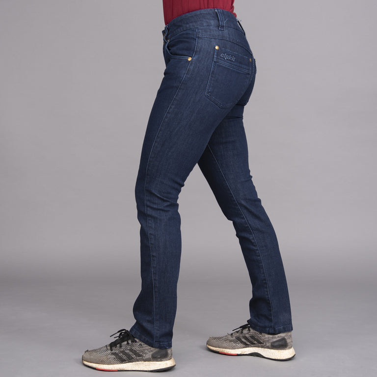 womens jeanius jeans dark wash side