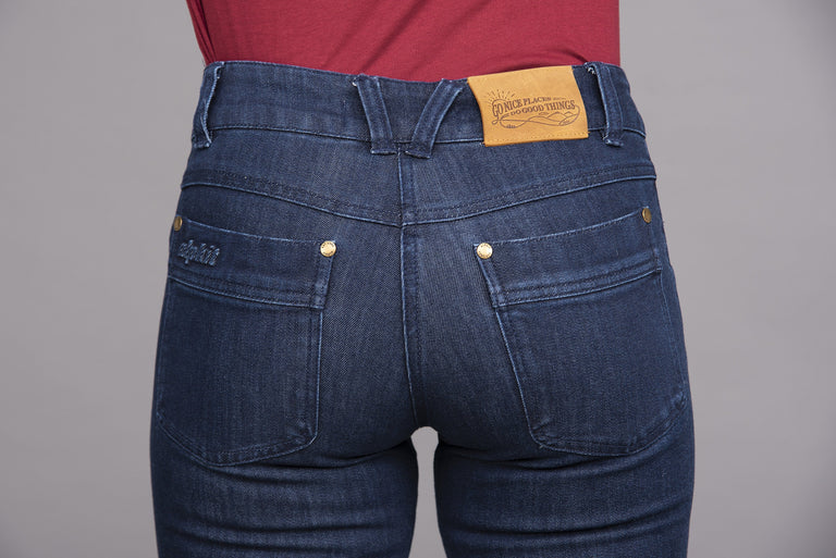 womens jeanius jeans dark wash rear waistband