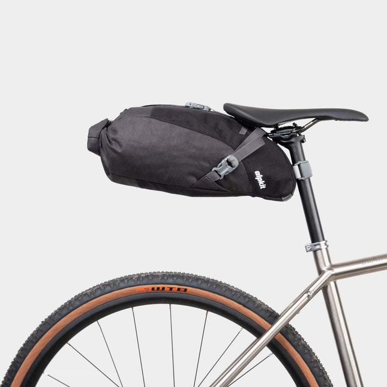 alpkit koala 7 seat pack for bike packing in panther black - closed