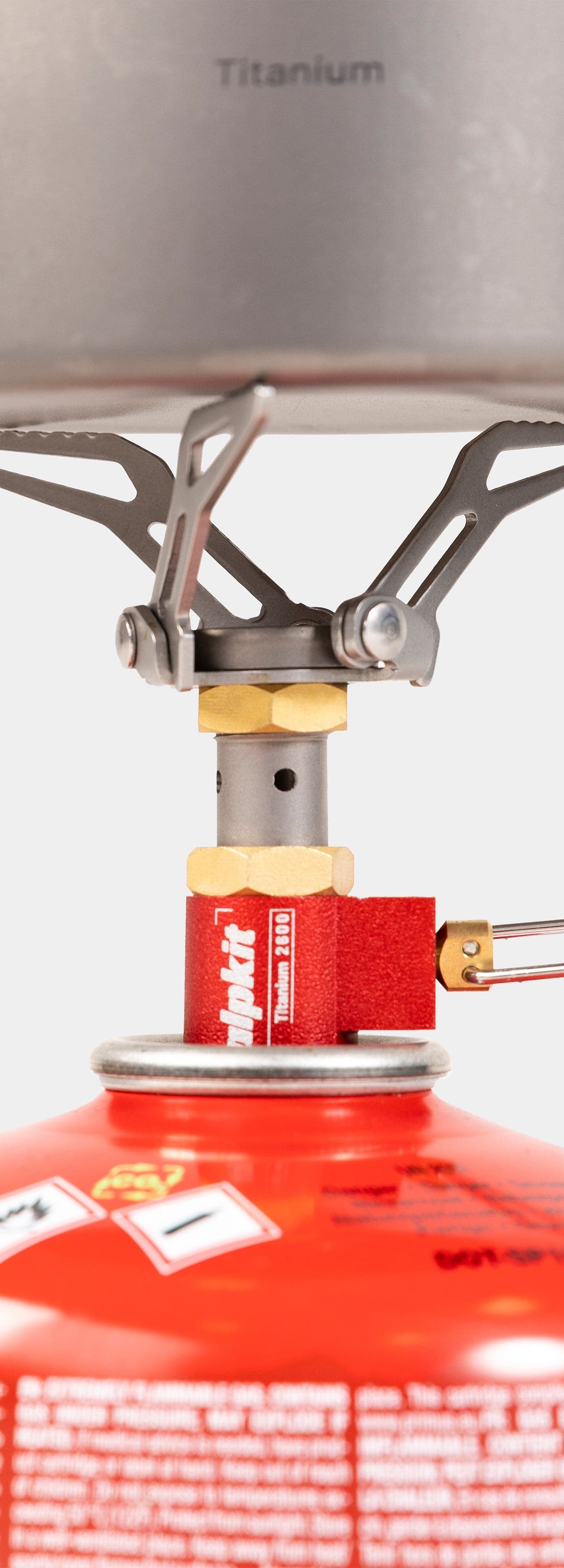 alpkit kraku stove ultralight camping stove gas burner on gas canister 