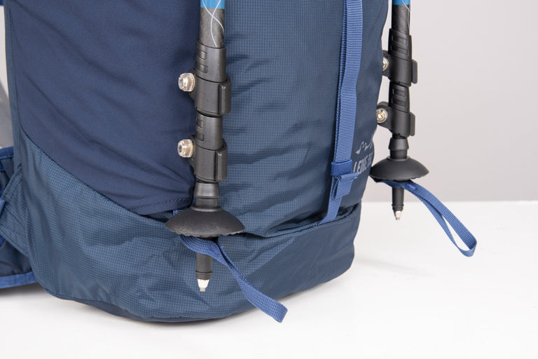 Alpkit Ledge 35l pack in nemo hood internal trekking pole attachment - closed