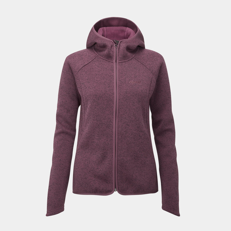 alpkit womens mamalute windproof hooded fleece jacket in cosmos purple